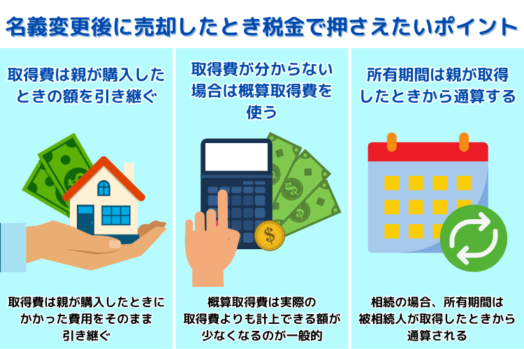 名義変更後に売却したときの税金で押さえたい3つのポイント