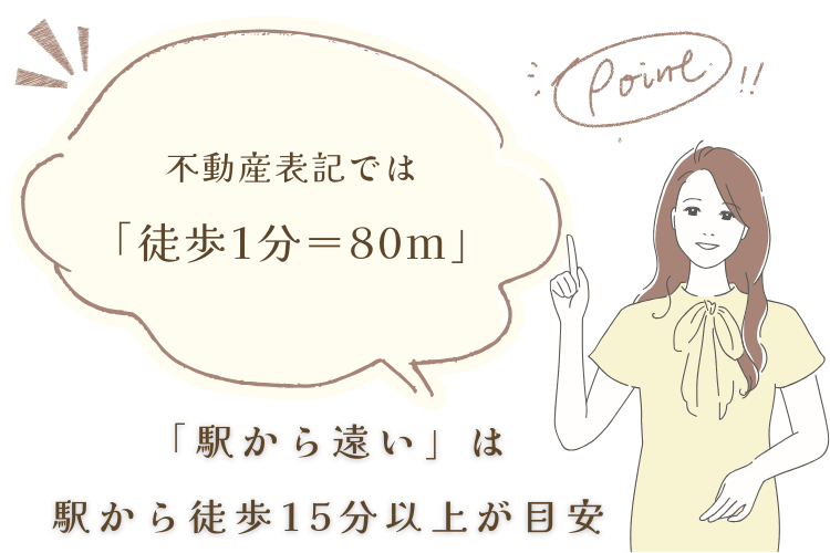 「駅から遠い」は駅から徒歩15分以上が目安