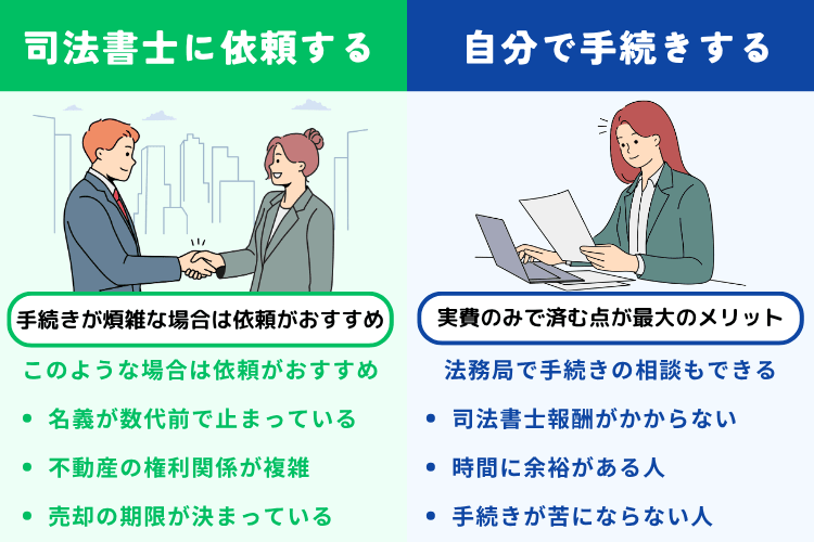 名義変更(相続登記)は自分でできる?司法書士に依頼する?