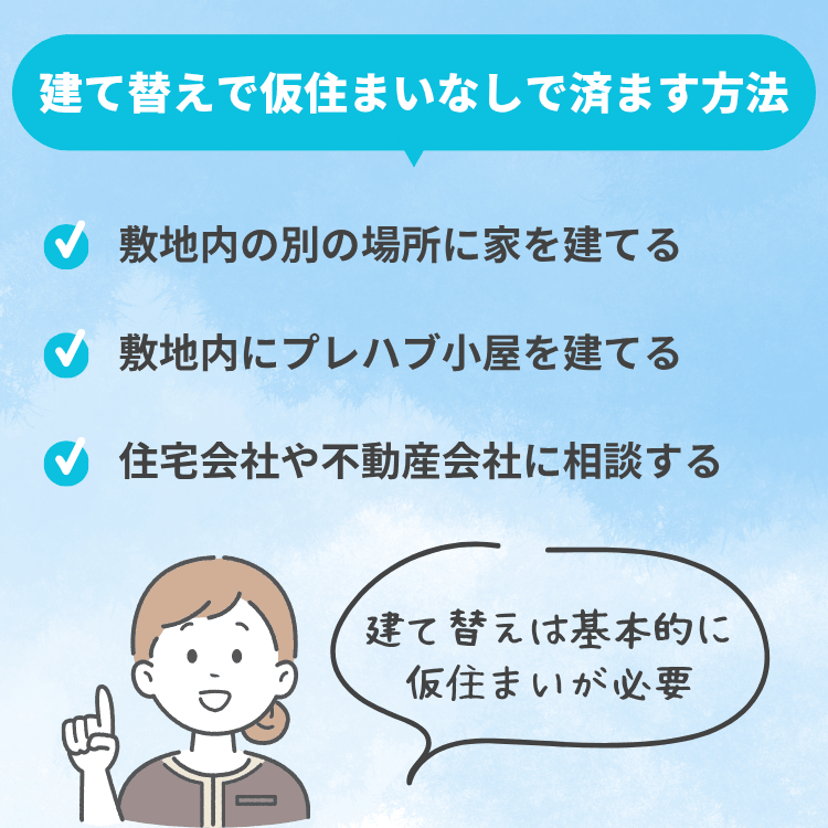 建て替えで仮住まいなしで済ます方法